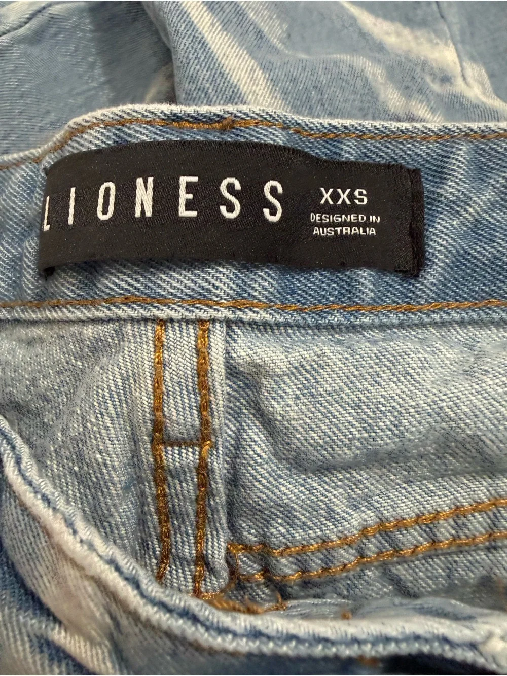 Lioness Bleach Wash Straight Leg Jeans Blue White Tie Dye High Rise Denim XXS